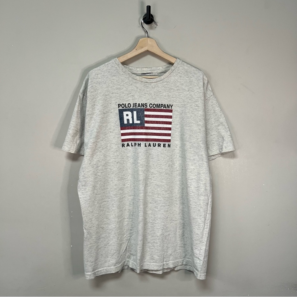 Polo by Ralph Lauren Heather Gray Short Sleeve Tee with Flag Logo